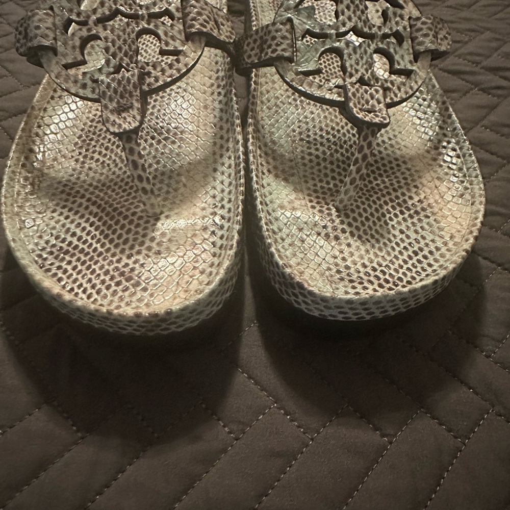 Tory Burch Brown Snake Print Sandals
